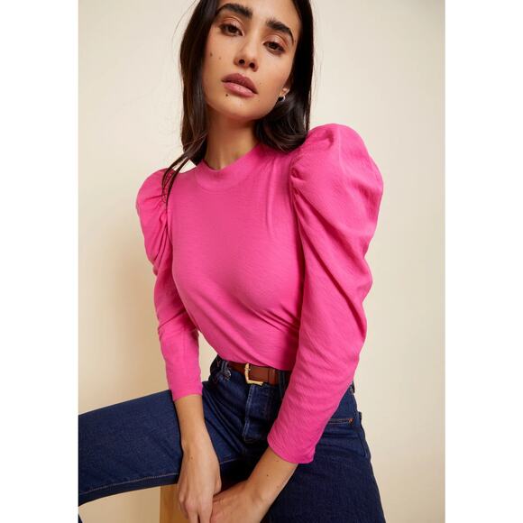 NATION LTD Tops - Nation LTD Zeta Snap Back Mock Neck Tee in‎ Pink Women’s Size Large